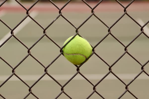 Tennis ball in fence