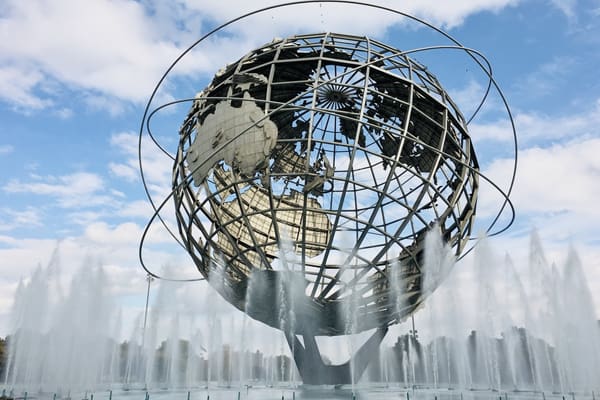 Globe statue in water display