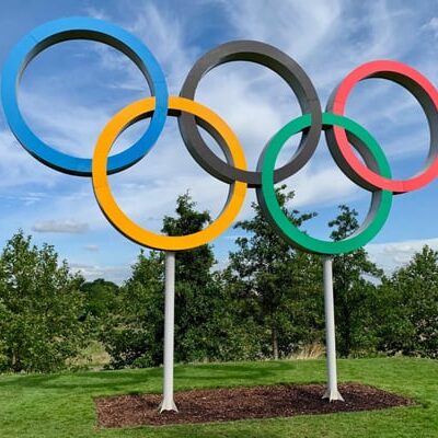Olympic logo statue