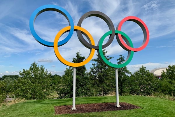 Olympic logo statue