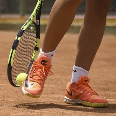 Tennis player on clay court